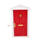 Миниатюрная деревянная дверь для миниатюрного кукольного домика 112 с ключом-красная