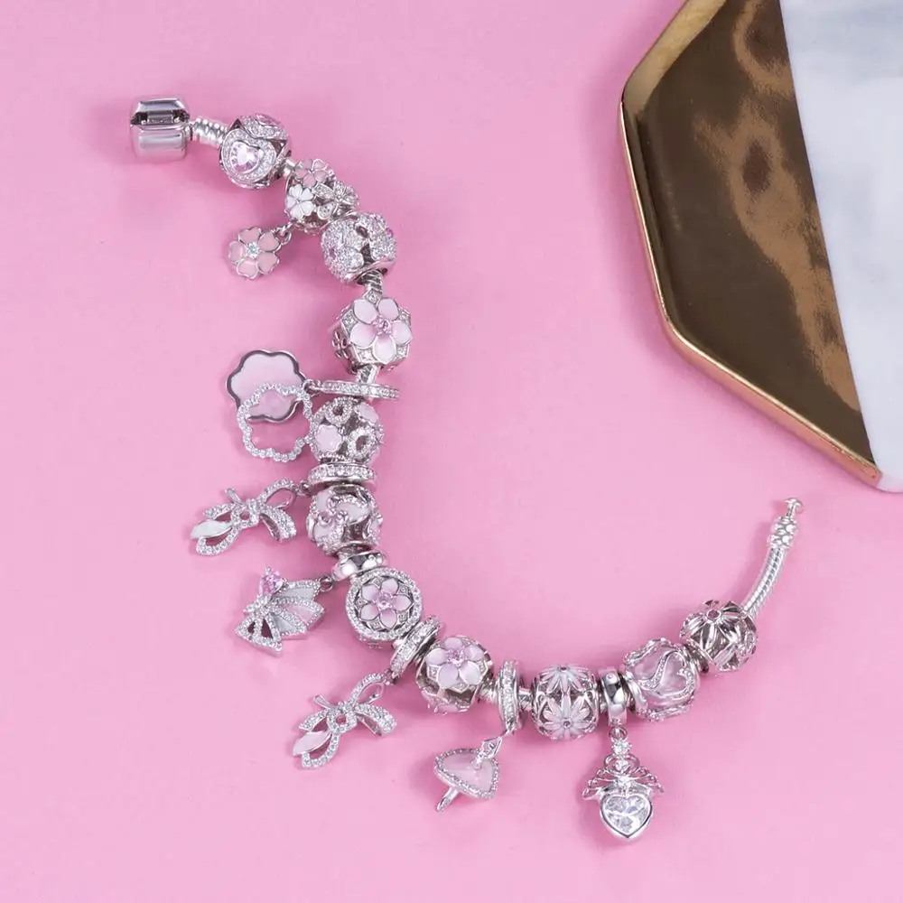 В форме сердца как цветы 925 пробы серебро тропических рыб и вод tailBeads Подвески Fit