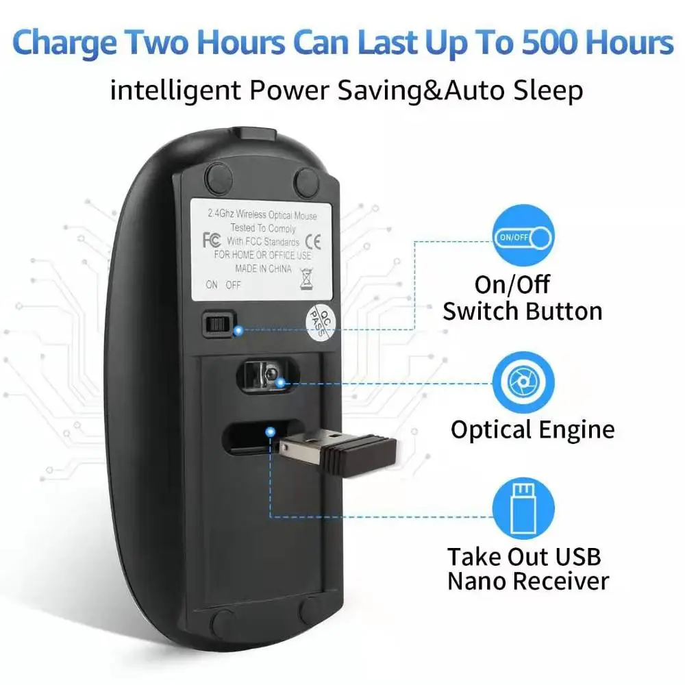 Беспроводная мышь с зарядкой эргономичная 2 4 ГГц бесшумная ультратонкая