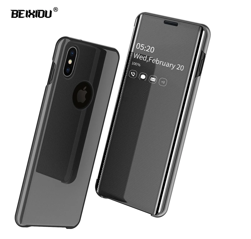 Зеркальный умный чехол для Apple iPhone XS Max прозрачный зеркальный держатель книжка