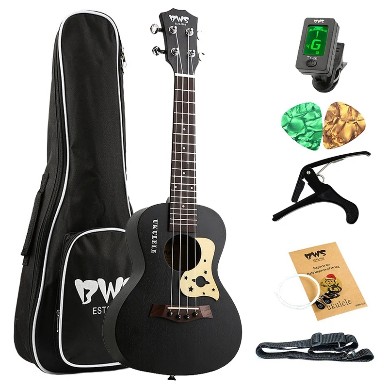 

Bws Est&1988 23 Inch Concert Ukulele Black Starry Sky 4 Strings Hawaiian Mini Guitar Uku Acoustic Ukulele