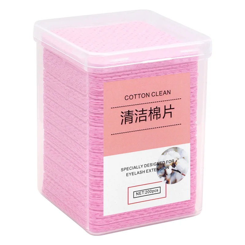 200Pcs/Box Eyelash Extension Glue Remover Pink Lint-Free Cotton Wipes Lash Grafting Tools Adhesive Bottle Mouth Clean Paper - купить по