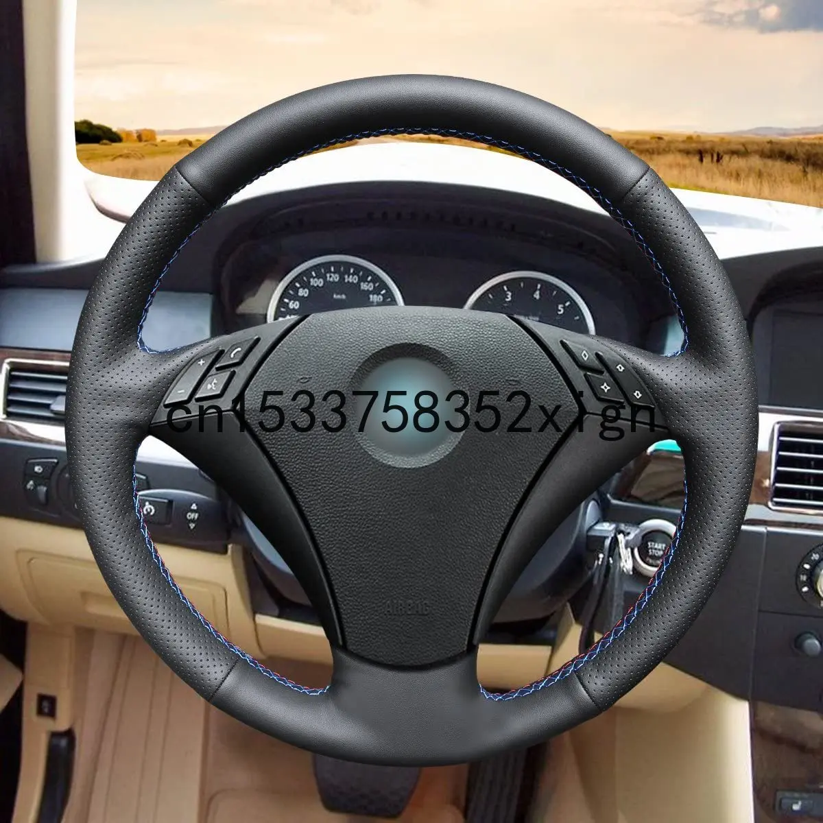 

DIY Black Artificial Leather Car Steering Wheel Cover for BMW 5 Series E60 E61 2004-2010 car accessories Interior accessories