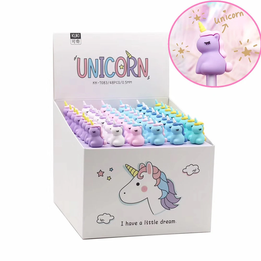 2 шт./лот Kawaii Unicorn мультяшная гелевая ручка 0 5 мм черные чернила для письма подписи
