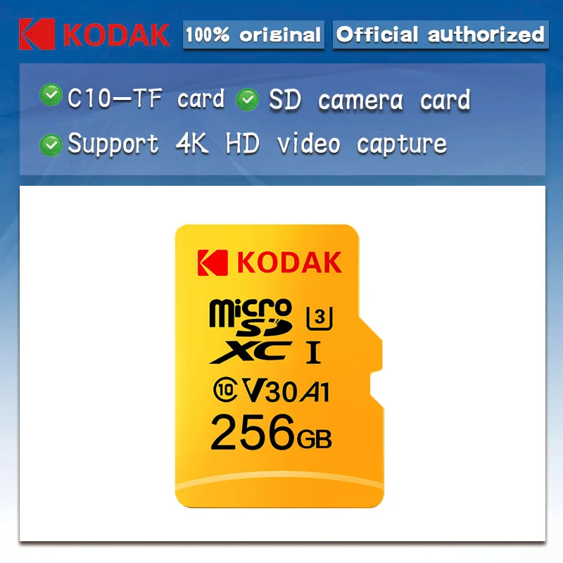 Kodak micro sd 128 Гб класс 10 U3 4K карта памяти 32 Гб 64 ГБ флэш-карта памяти 256 ГБ tarjeta micro sd