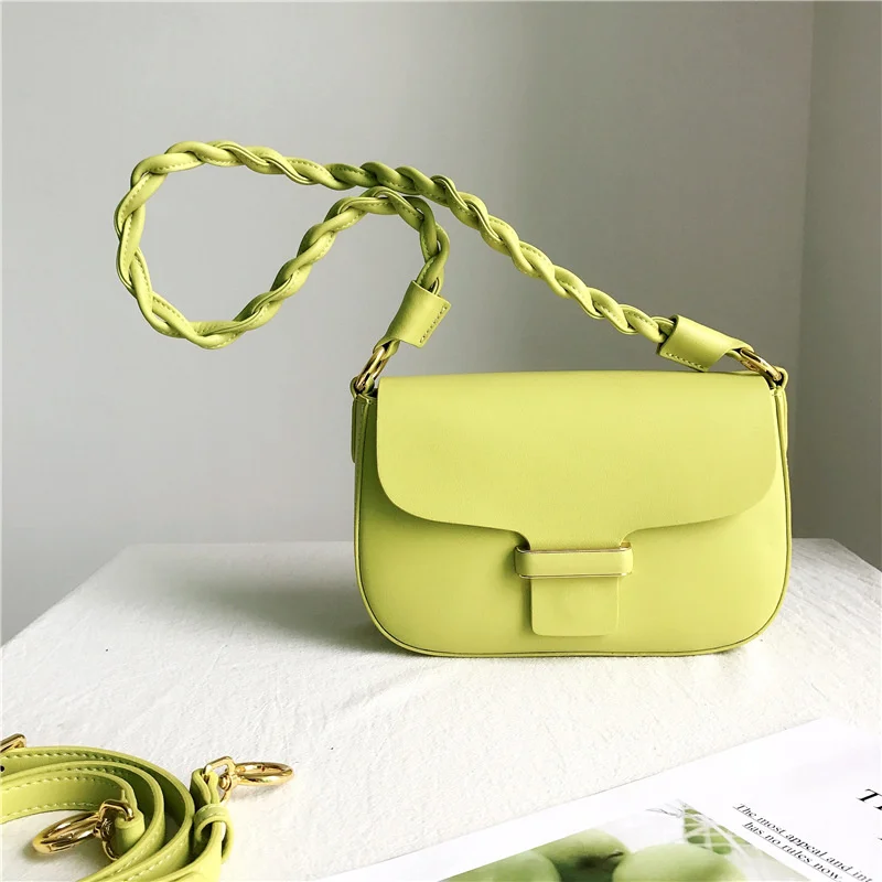 

New Genuine 2021 Leather Soft Crossbody Bags for Women Luxury Designer Vintage Shoulder Bag Twisted Braid Ladies Messenger Bag