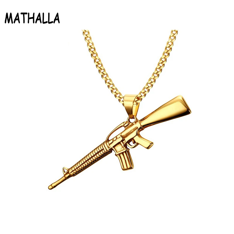 Цепочка мужская с кулоном в виде винтовки из нержавеющей стали | Украшения и