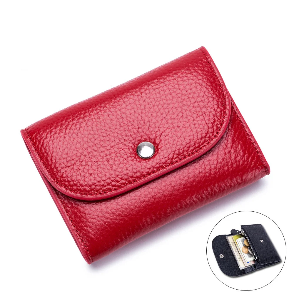 

Luxury Genuine Leather Card Wallet Women Credit Card Holders Ladies Business ID Card Case Female Money Change Coin Purse