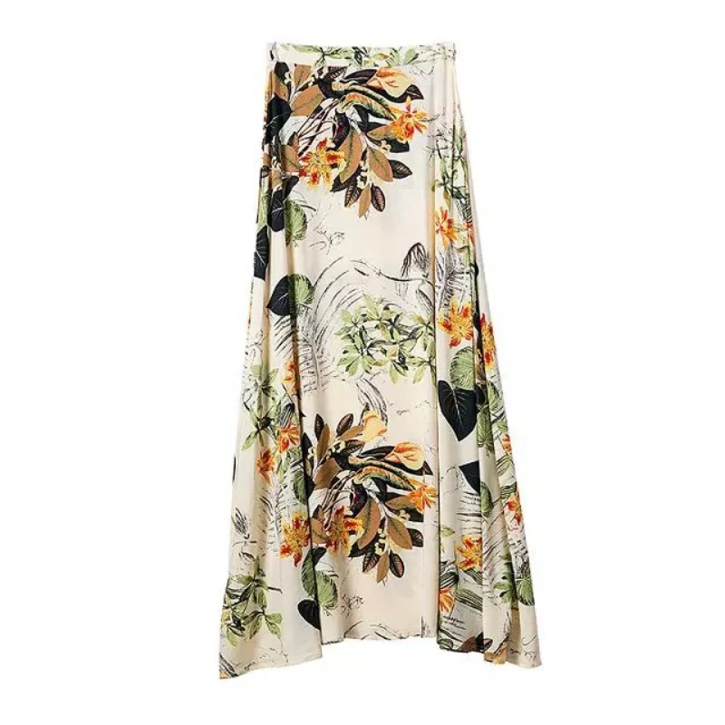 

Flower colourful crop top printing spaghetti strap women backless Bandage Floral Casual Beach Two Piece Crop Top Long Dress