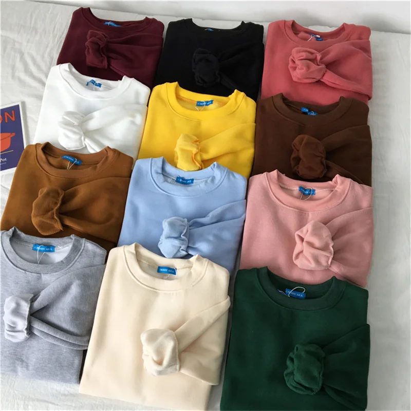 Женская толстовка с круглым вырезом BGTEEVER однотонный Свободный пуловер