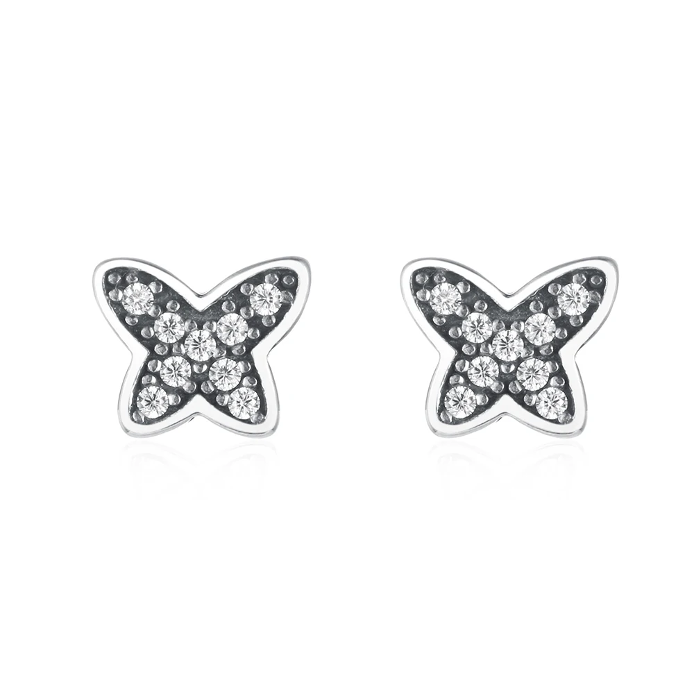 

S925 Sterling Silver Stud Earrings Butterfly Zircon Gold Earrings Luxury Exquisite Ear Jewelry for Women Gift
