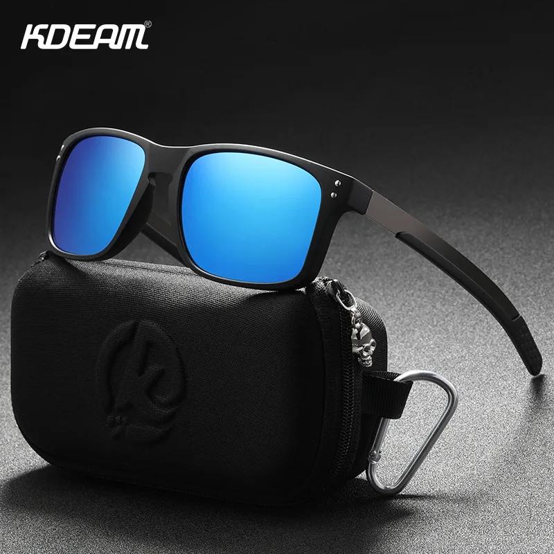 

Мужские прямоугольные поляризованные солнцезащитные очки KDEAM, роскошные очки для вождения, зеркальные очки TR90 с синими линзами, 2023