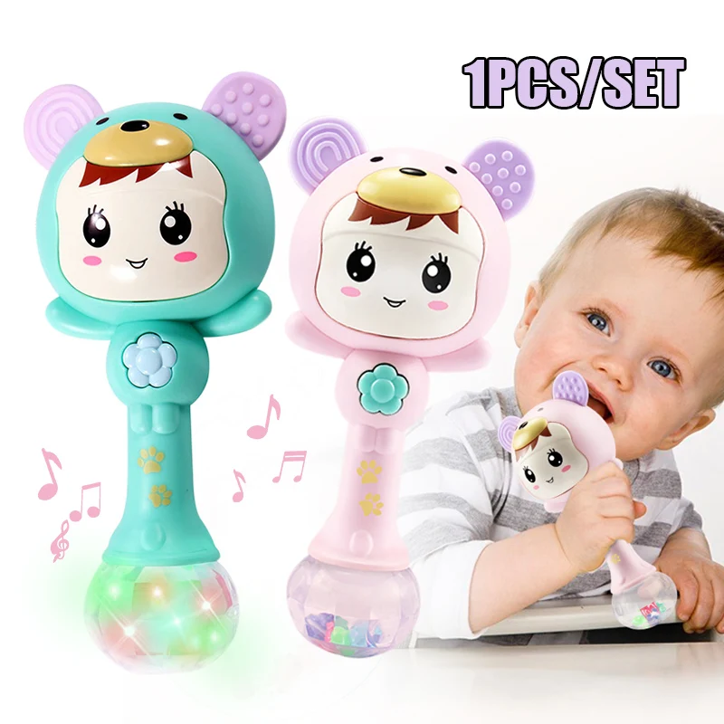 

Educational Rattle Toy Cute Baby Electronic LED Music Rattle Hand Shaking Hand Bells M09