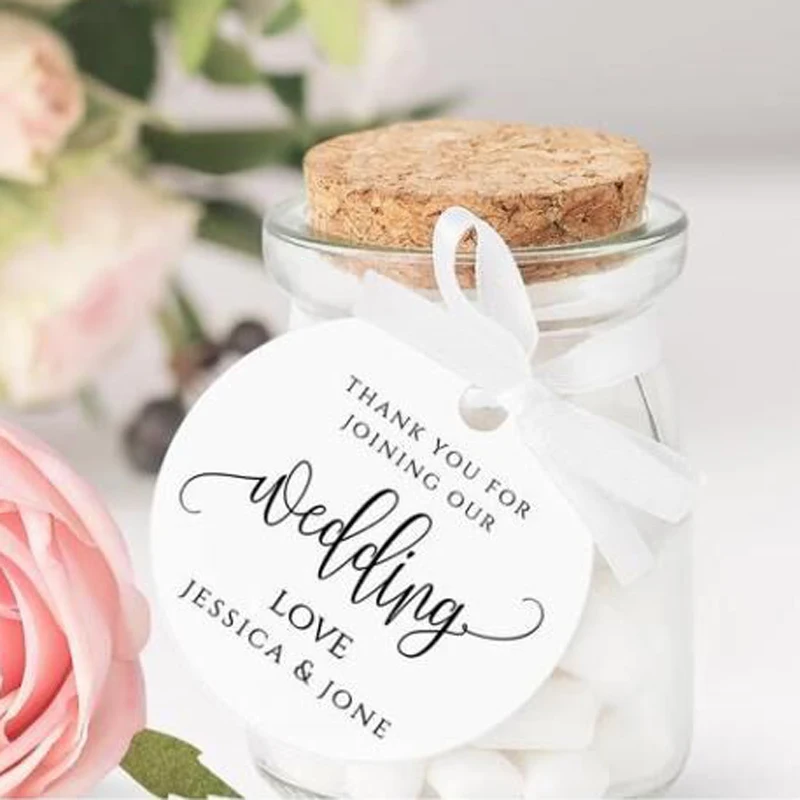 100/120 Pieces Round Personalized Wedding Tags Labels Candy Favors Customized Birthday Baptism Your Photo | Дом и сад