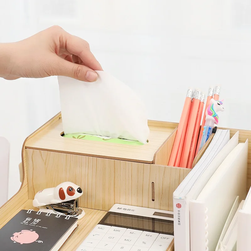 

Wooden Creative Pen Pencil Holder Receiving Box Desktop Learning Penholder Office Desk Organizer Storage Rack Supplies Wood