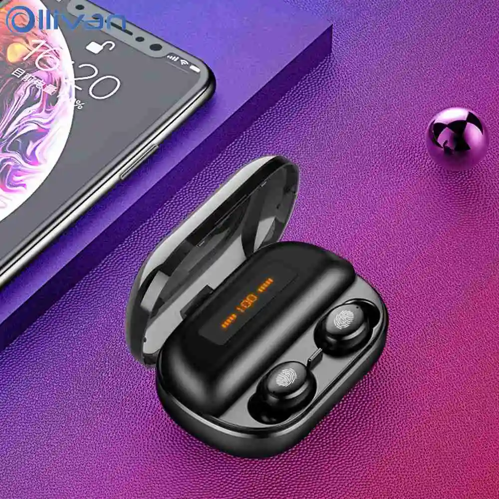 TWS 5,0 Bluetooth 8D стерео наушники IPX7 водонепроницаемые спортивные Беспроводные наушники с 4000 мАч Внешний аккумулятор светодиодный дисплей