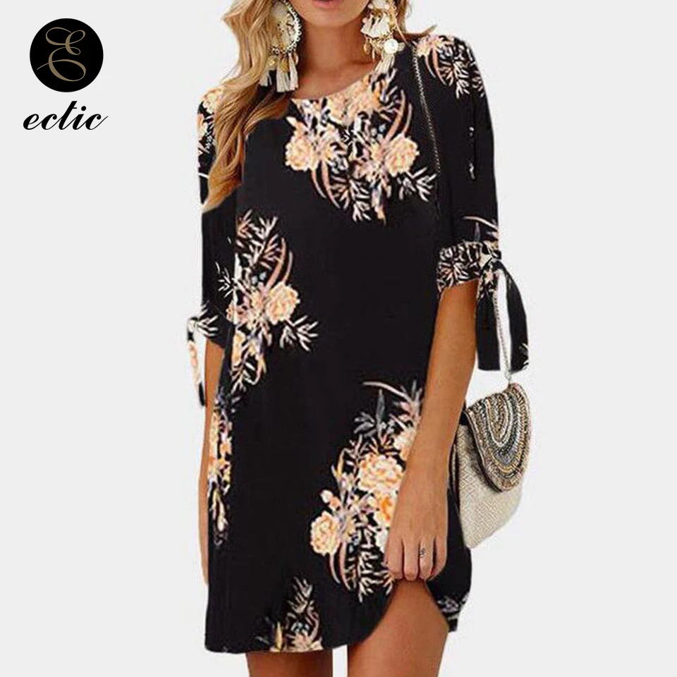 Boho Chic Стиль платье Цветочный принт узлом пляжный халат Femme Ete 2021 размера плюс