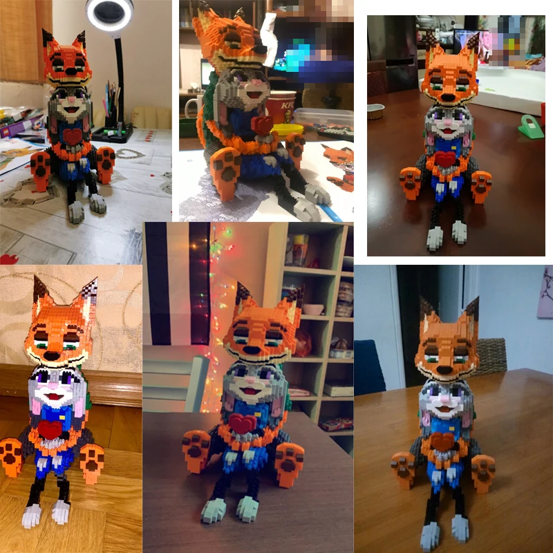 

Balody Diamond Blocks Cute Judy Rabbit Nick Fox Model Plastic Building Toy Animal Model Love Block Show Gifts 16026