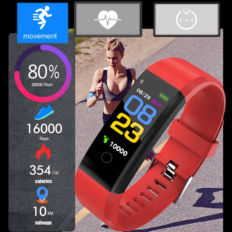 Smart Wristband Spoert Fitness Tracker Blood Pressure Bracelet Pedometer Waterproof Heart Rate Monitor Bluetooth Smartband | Наручные