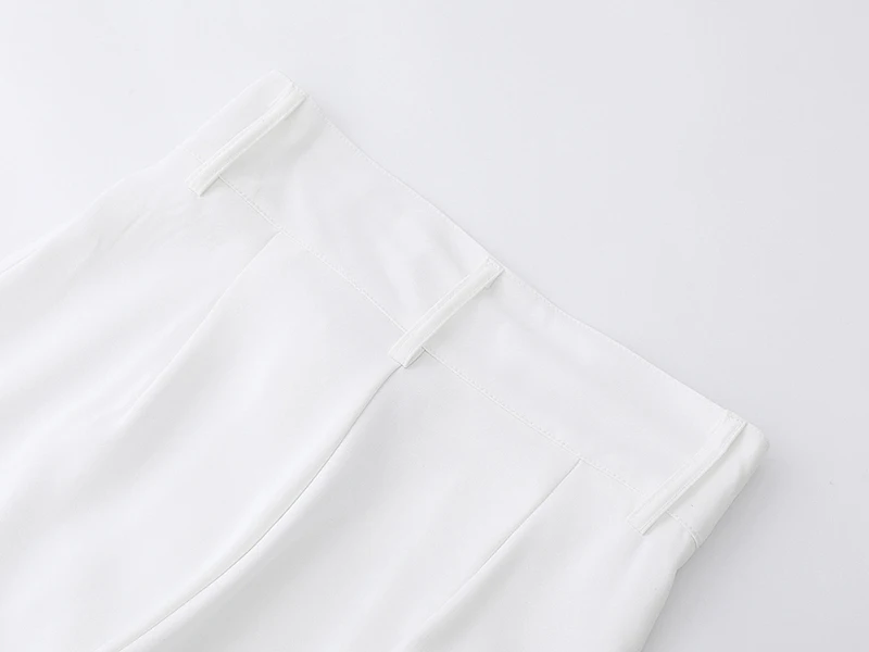 

[EAM] High Elastic Waist White Pleated Casual Trousers New Loose Fit Straight Pants Women Fashion Spring Autumn 2021 1DD7430