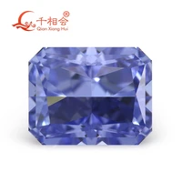 czochralski method artificial light blue sapphire emerald cut rectangle shape clear corundum gem stone