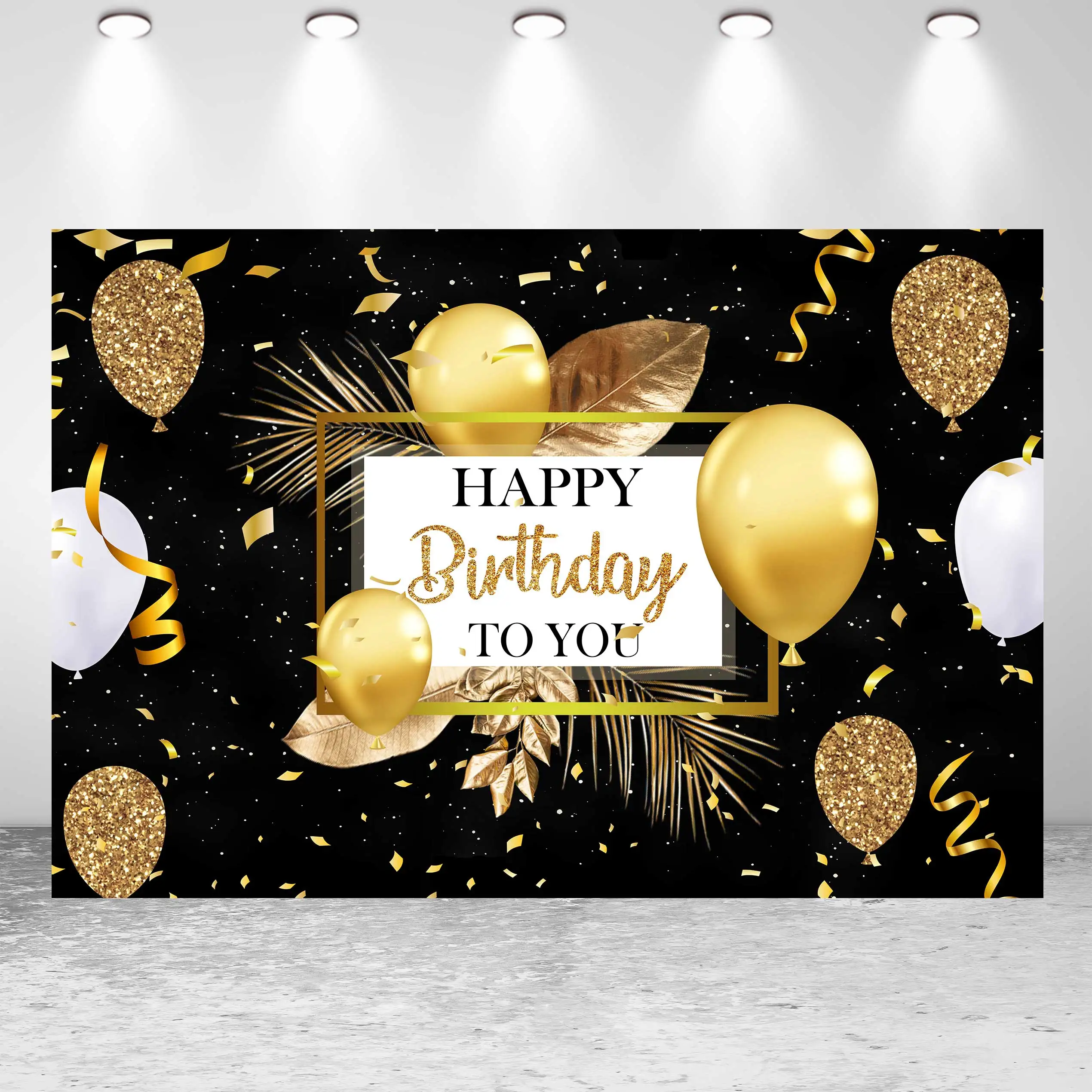 

NeoBack Happy Birthday Star Glitter 20th Adult Birthday Gold Balloon DIY Party Banner Photo Backdrop Photography Background