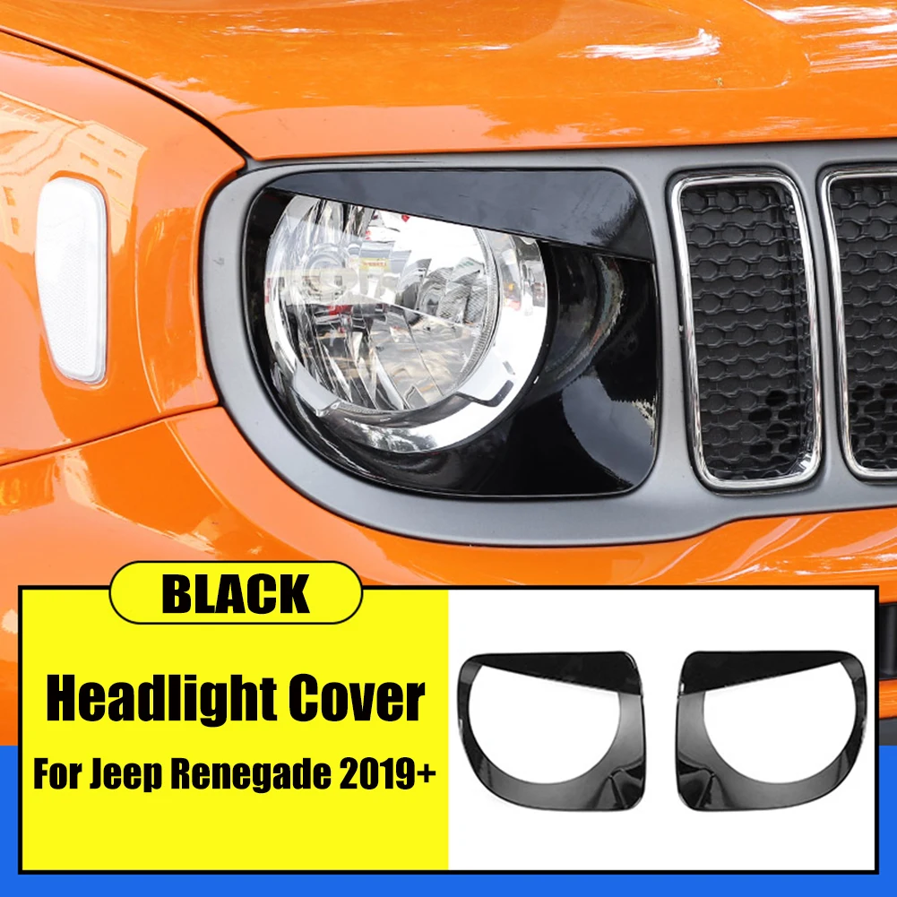 

High Quality Car Headlight Lens Light Cover For Jeep Renegade 2019-2020 Front Light Headlight Lamp Angry Eyes Trim Cover