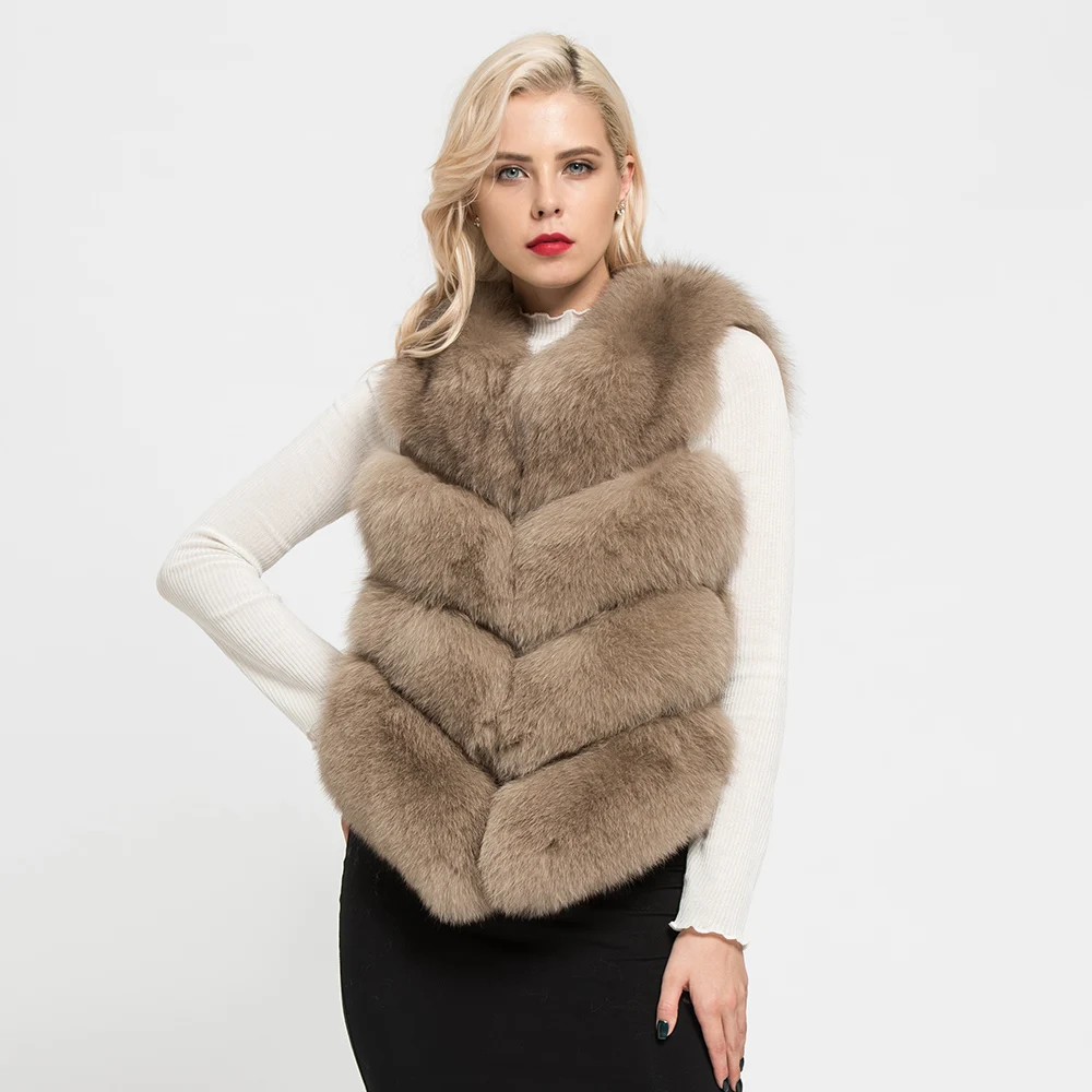 Jancoco Max 12 цветов Топ мягкий толстый натуральный Лисий мех жилет 4 ряда Женская Зимняя мода натуральный меховой жилет короткая куртка новинка S7164
