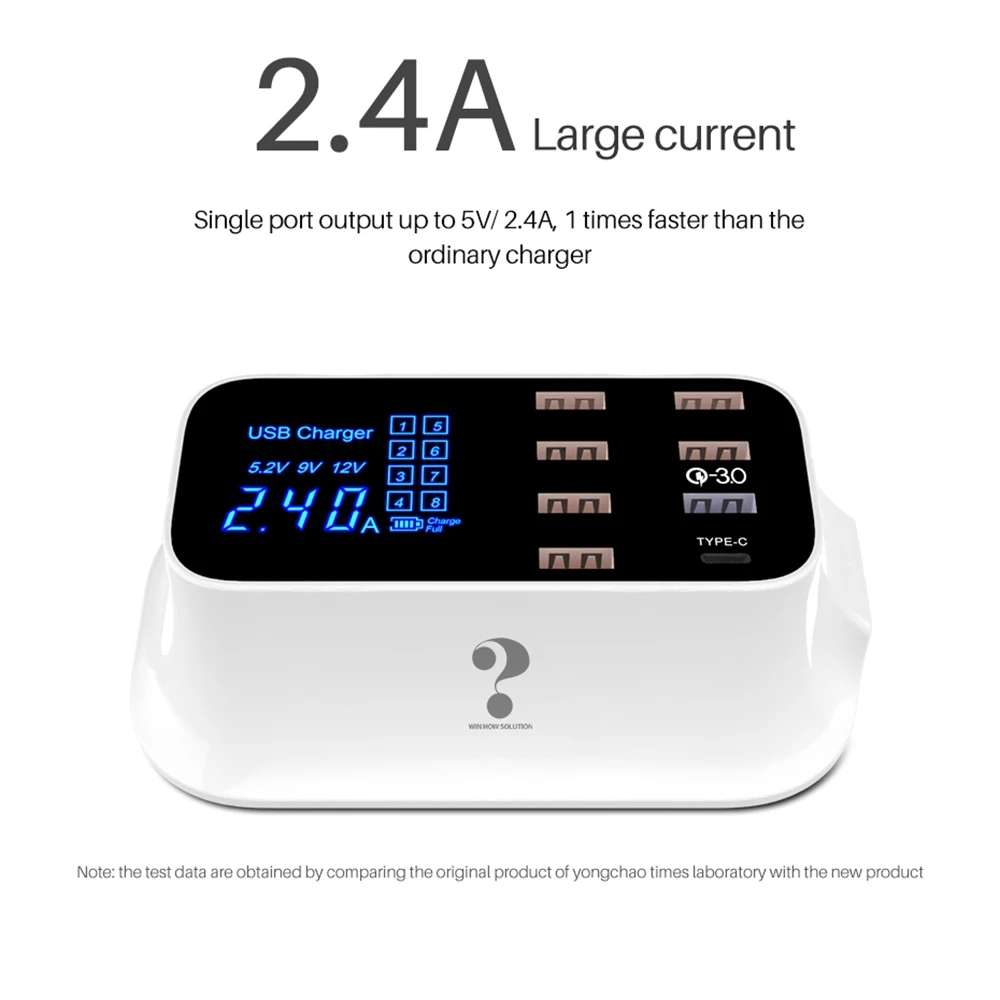 KISSCASE QC 3 0 USB зарядное устройство 8 портов для телефона светодиодный цифровой