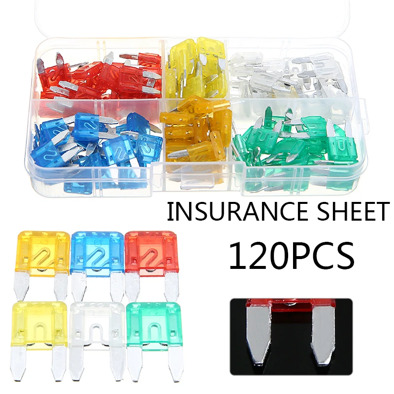 

120 шт. набор предохранителей для автомобиля, ассортимент предохранителей со стандартным лезвием в ассортименте, 5 А, 10 А, 15 А, 20 А, 25 А, 30 А, пред...