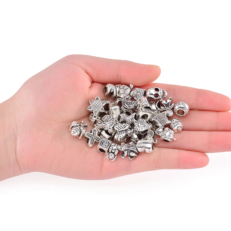 40 шт./компл. антикварные серебряные бусины серии животных круглые разделители