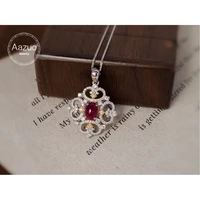 aazuo 18k solid white gold natural ruby real diamonds classic fairy pendent with chain necklace gifted for women au750 18 inch