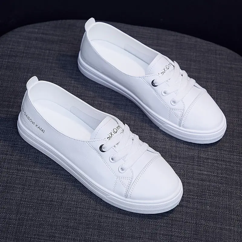 

Fashion shallow mouth white shoes female students all-match flat bottom 2021 new spring and autumn student shoes women's shoes