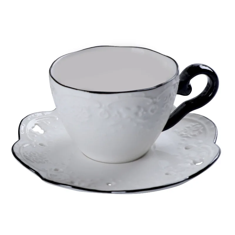 Забавный ГОРЯЧИЙ Европейский стиль белая простая керамическая чашка и блюдце