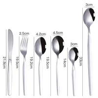 6 pcs silver flatware cutlery set 304 stainless steel dinnerware set mirror polishing tableware dinner knife dessert fork spoon