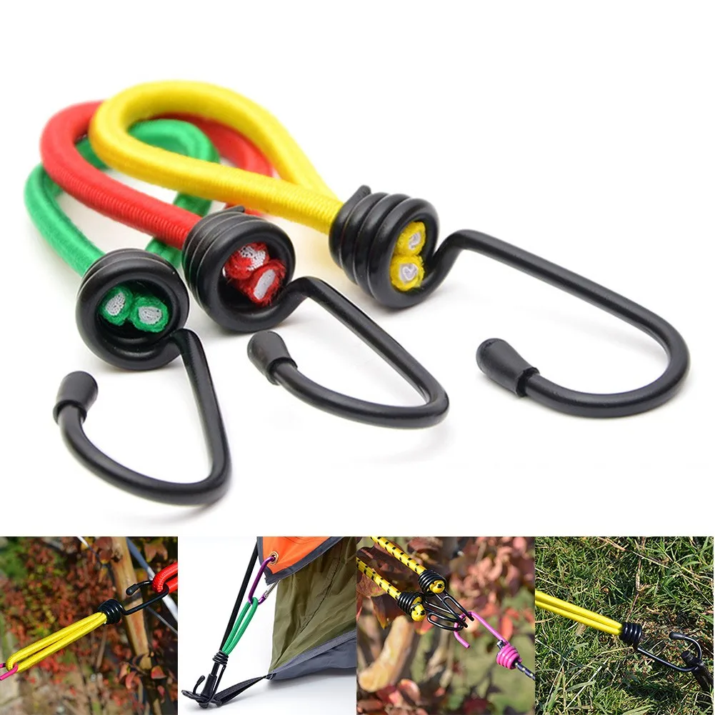 

3pcs Outdoor Camping Tent Elastic Rope Buckle Hook Fixed Bundle Strap Canopy Multi-purpose Portable Installation Fixing Accs