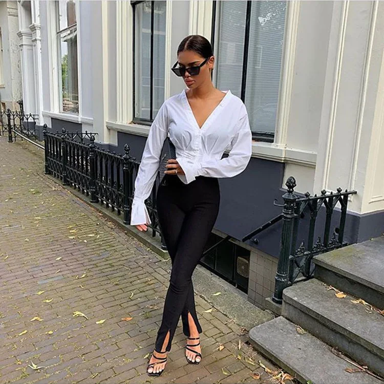 

Y2k Aesthetic Split Hem Black Sweatpants Women's Joggers Fashion 2020 Harajuku High Waist Korean Trousers Female Elegant Pants