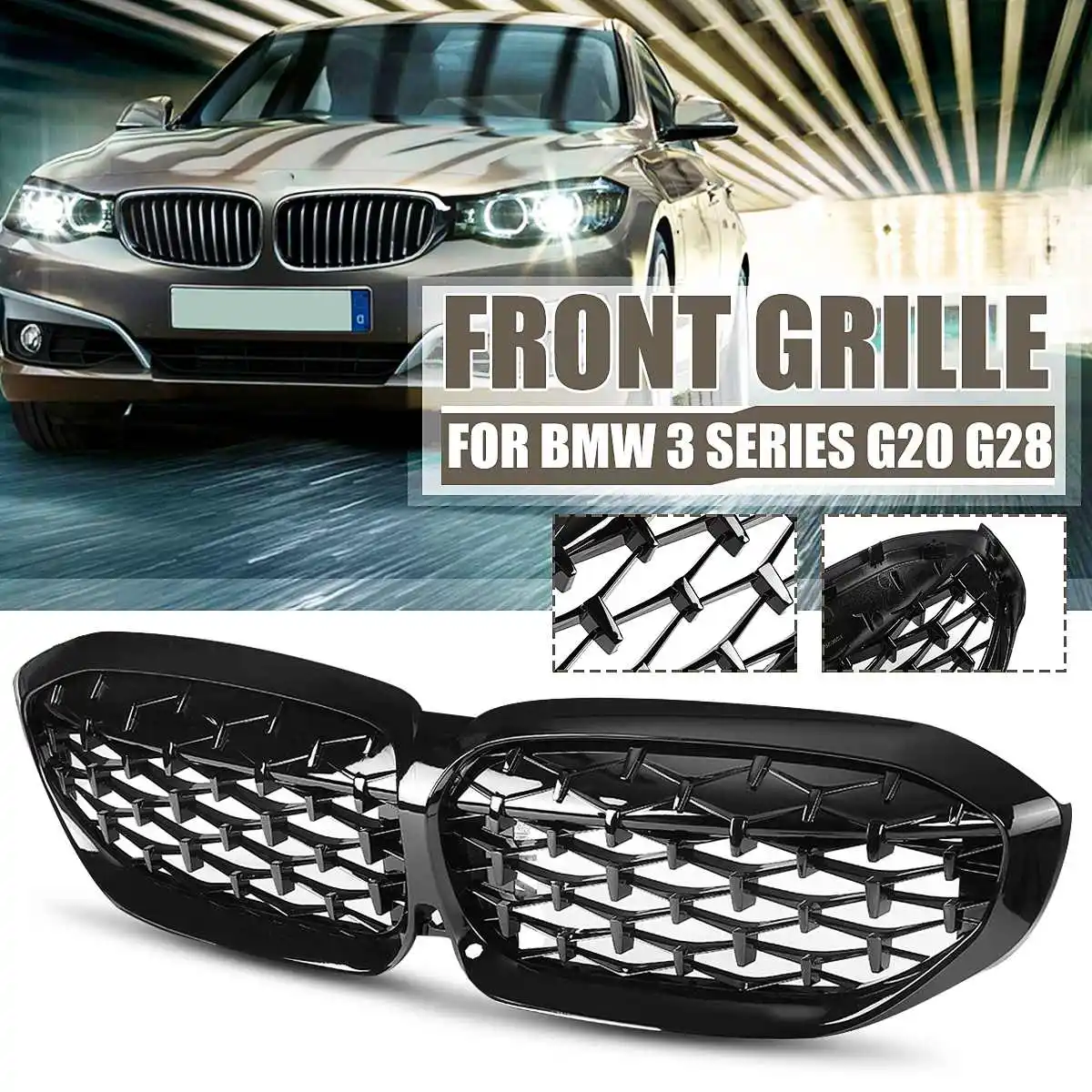 

Car Front Grille Gloss Black Inlet Grille Grilles Kidney for BMW 3 series G20 G28 sedan and wagon