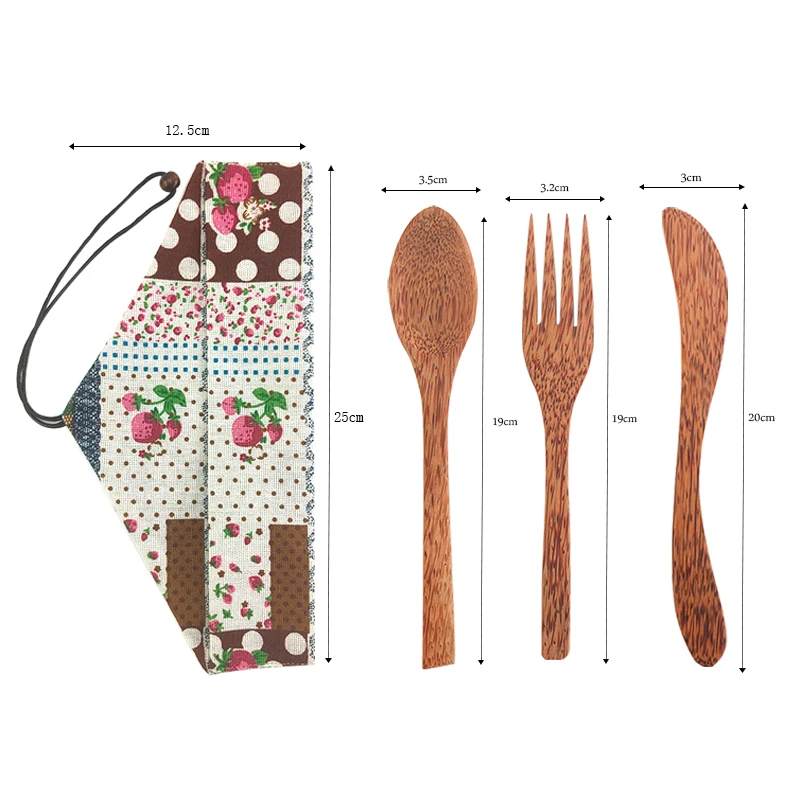 3 комплект столовых приборов натуральные кокосовые кокосового масла