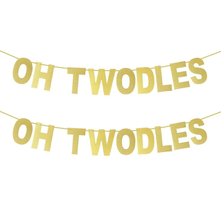Двойная Вечеринка OH TWODLES баннер с надписью золотистая фотография Baby Shower для
