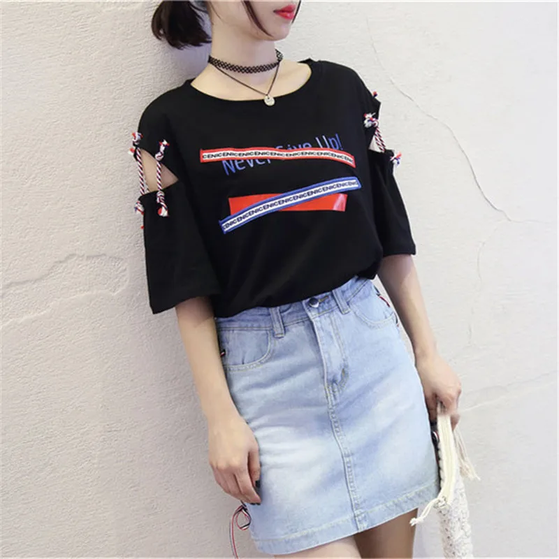 

Hollow Out Print Women T Shirt Harajuku O Neck Short Sleeve Summer Sweet Female Casual Tops Street Style Mujer Fashion Clothing