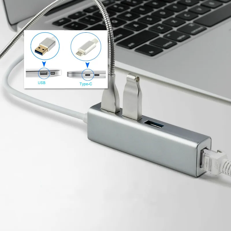 USB Ethernet с 3 портами 2 0 дюйма RJ45 сетевая карта к Ethernet-адаптеру для Mac iOS Android ПК RTL8152
