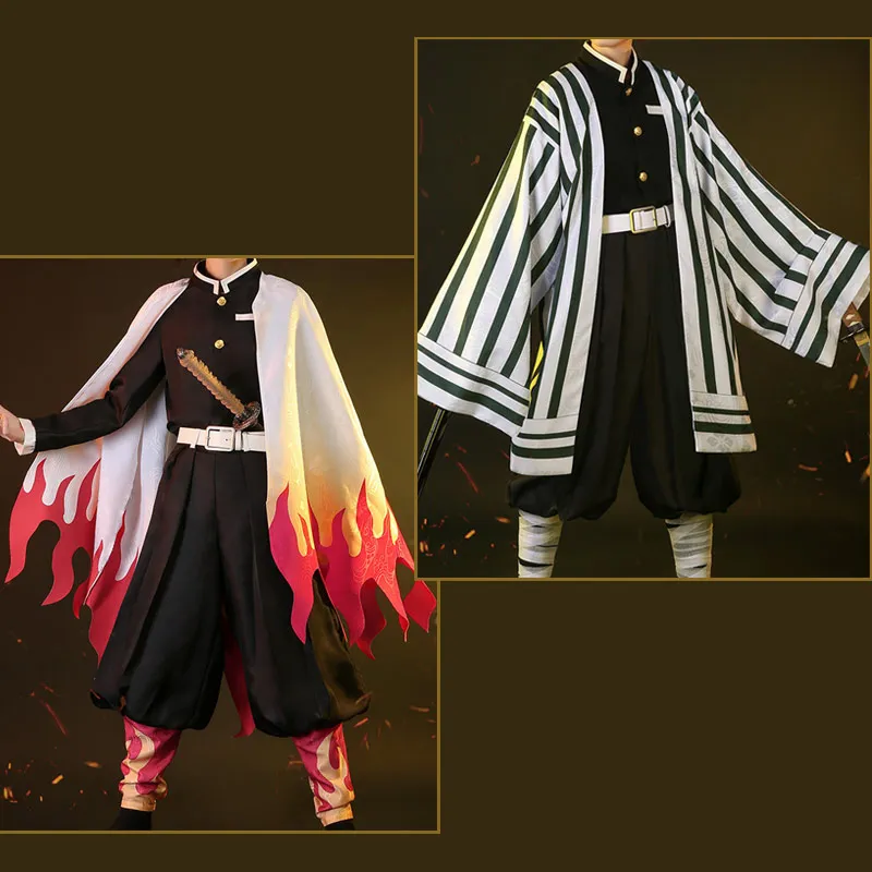 Anime Demon Slayer Kimetsu no Yaiba Iguro Obanai Rengoku Shinjurou Cosplay Costume Battle Suit Team Kimono Uniform Halloween Out