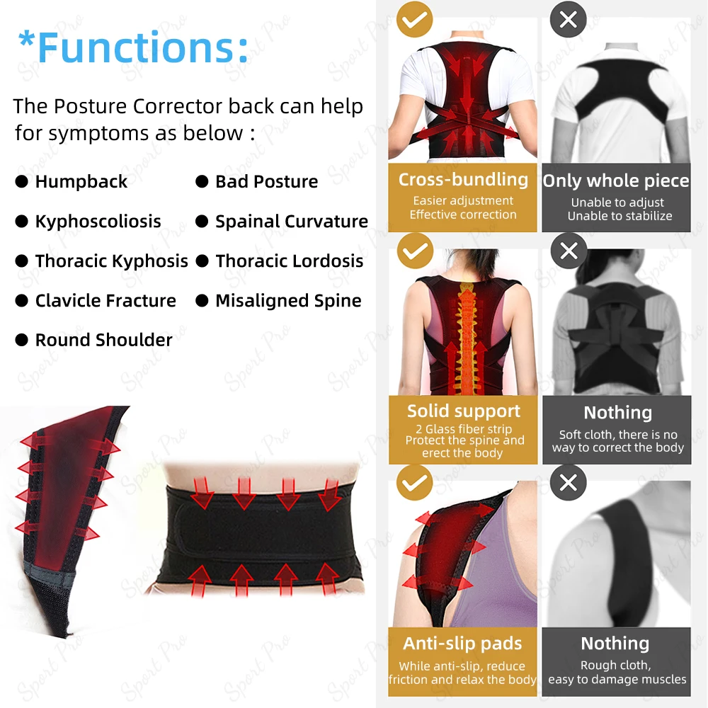 Back Posture Corrector For Support Brace Shoulder Massage Straight Straightener Correction | Спорт и развлечения
