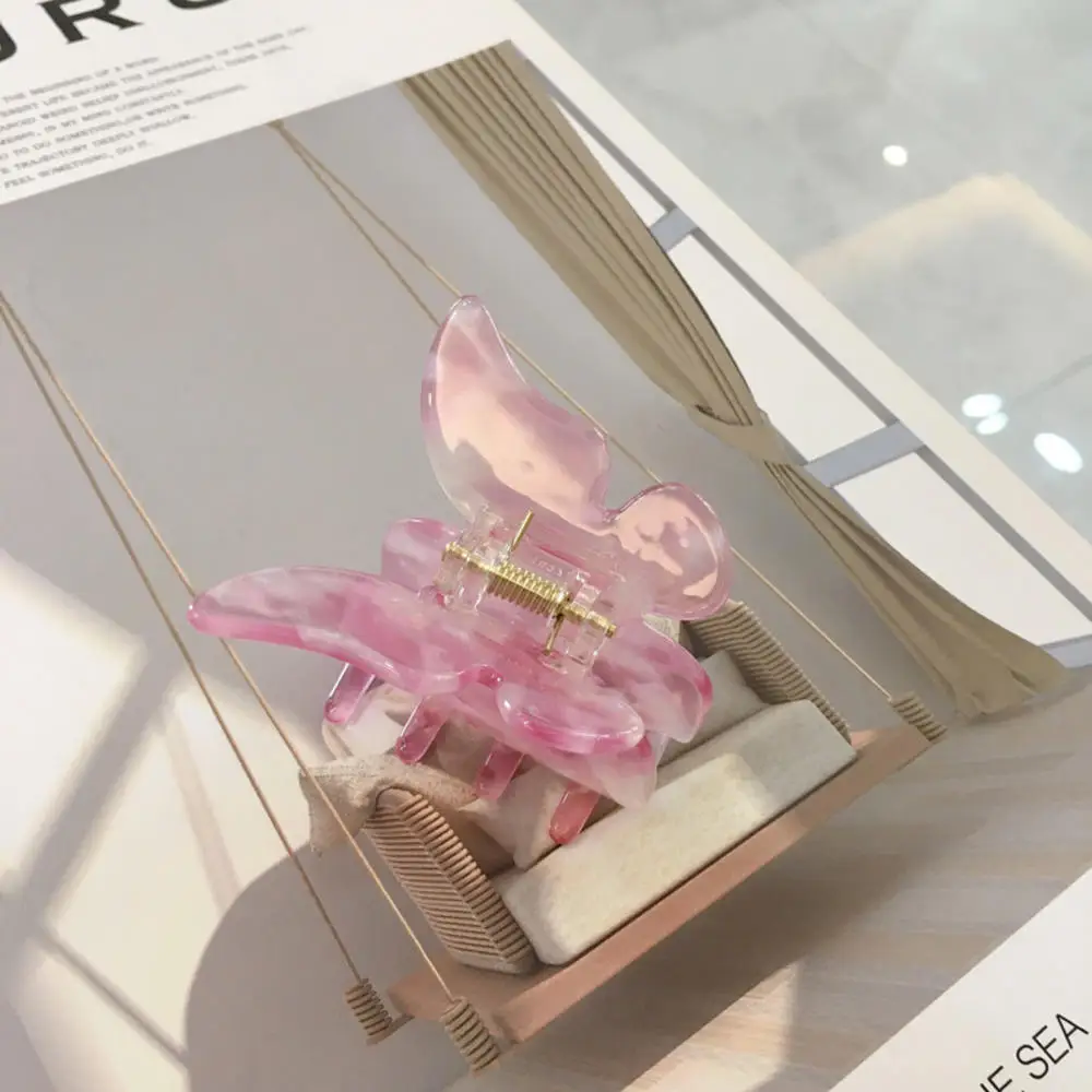 

Women Girls Acetate Resin Hair Claw Sweet Fairy Butterfly Hairpin Clip Gradient Tie-Dye Colored Styling Tools Barrette