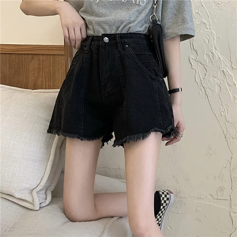 

Make firm offers! Summer heat new wide-legged pants since A word joker burrs show thin waist jean shorts # 9088