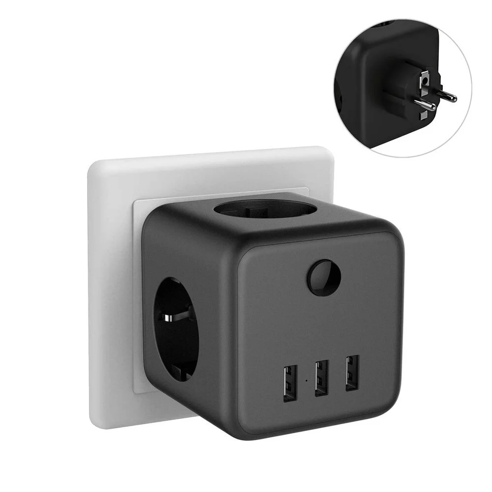 

Сетевой адаптер TESSAN с 3 евророзетками и 3 USB-портами