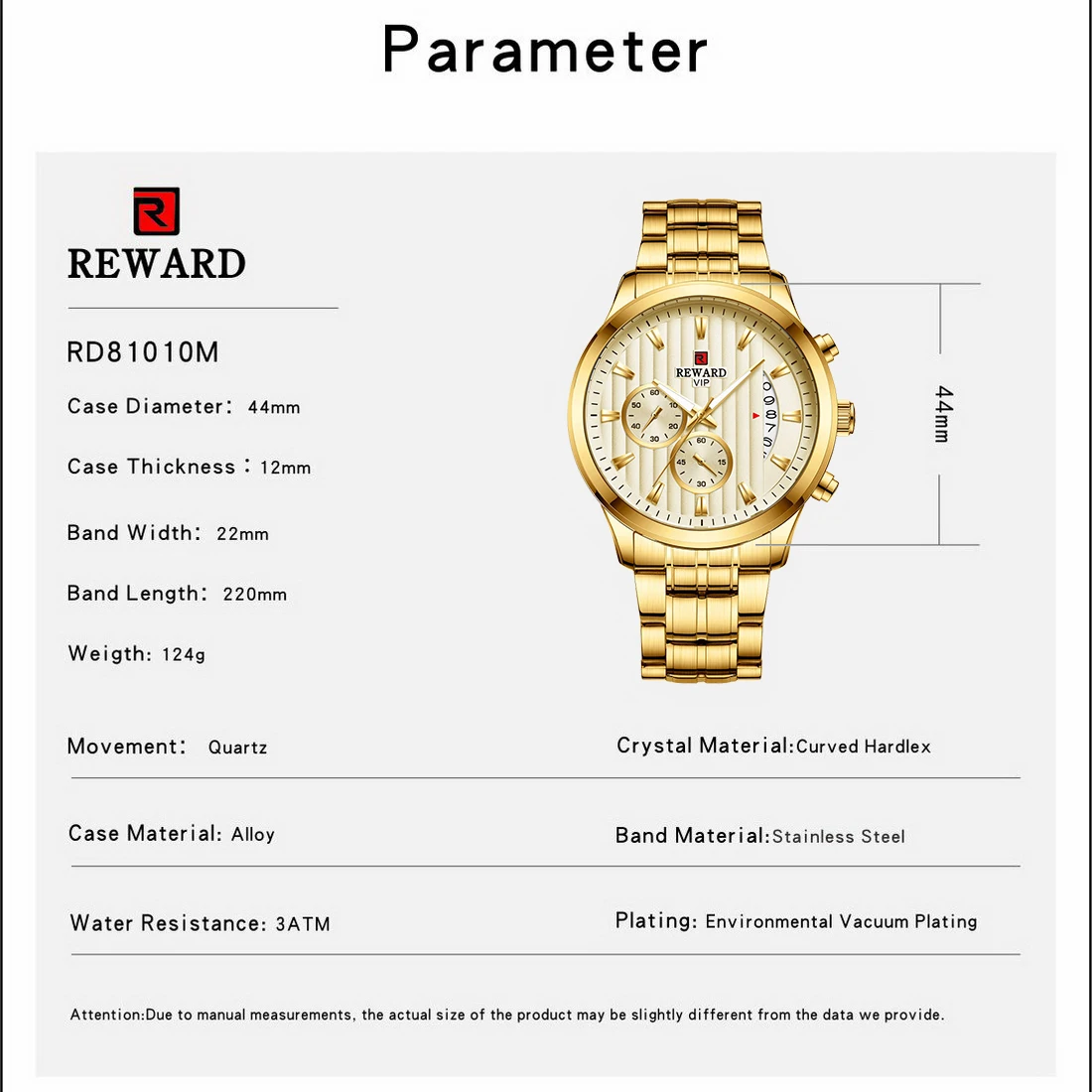 

REWARD 2020 Luxury Golden Watches for Men Quartz Movement Fashion Luminous Hands Complete Calendar Relogios Masculino