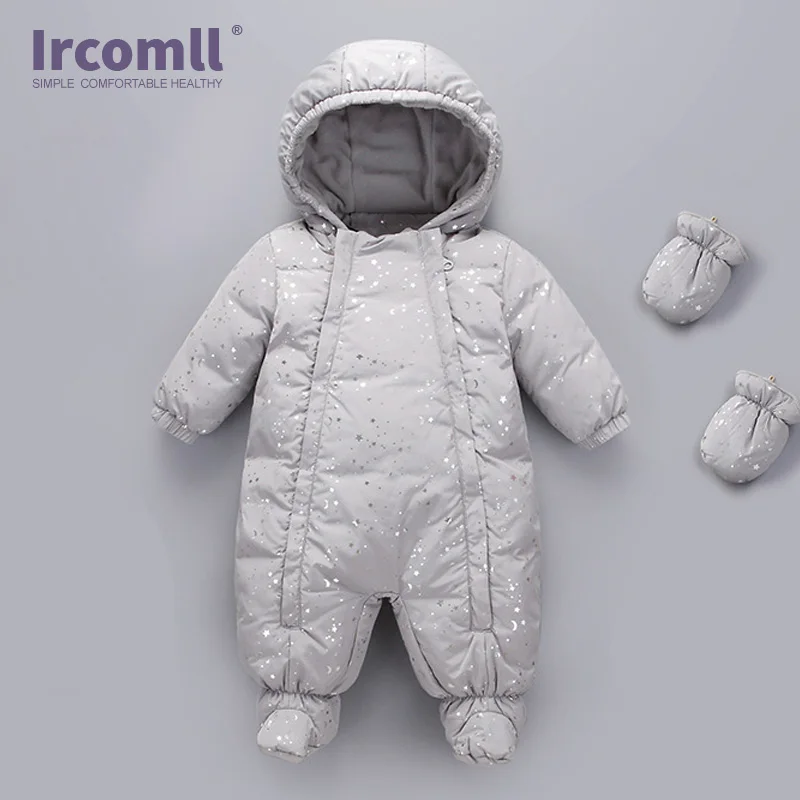 Ircomll Детский комбинезон для новорожденных русской зимы ветрозащитный белый с
