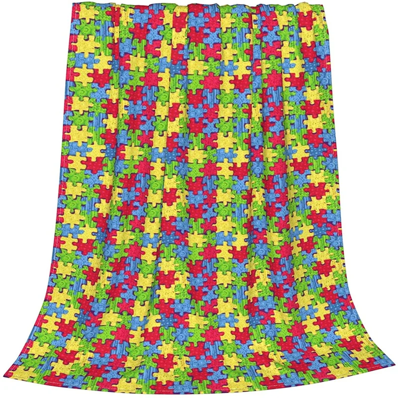 

Autism Awareness Navajo Cubre Camara Green Throw Blanket 3D Print On Demand Sherpa Super Comfortable For Sofa Thin Quilt